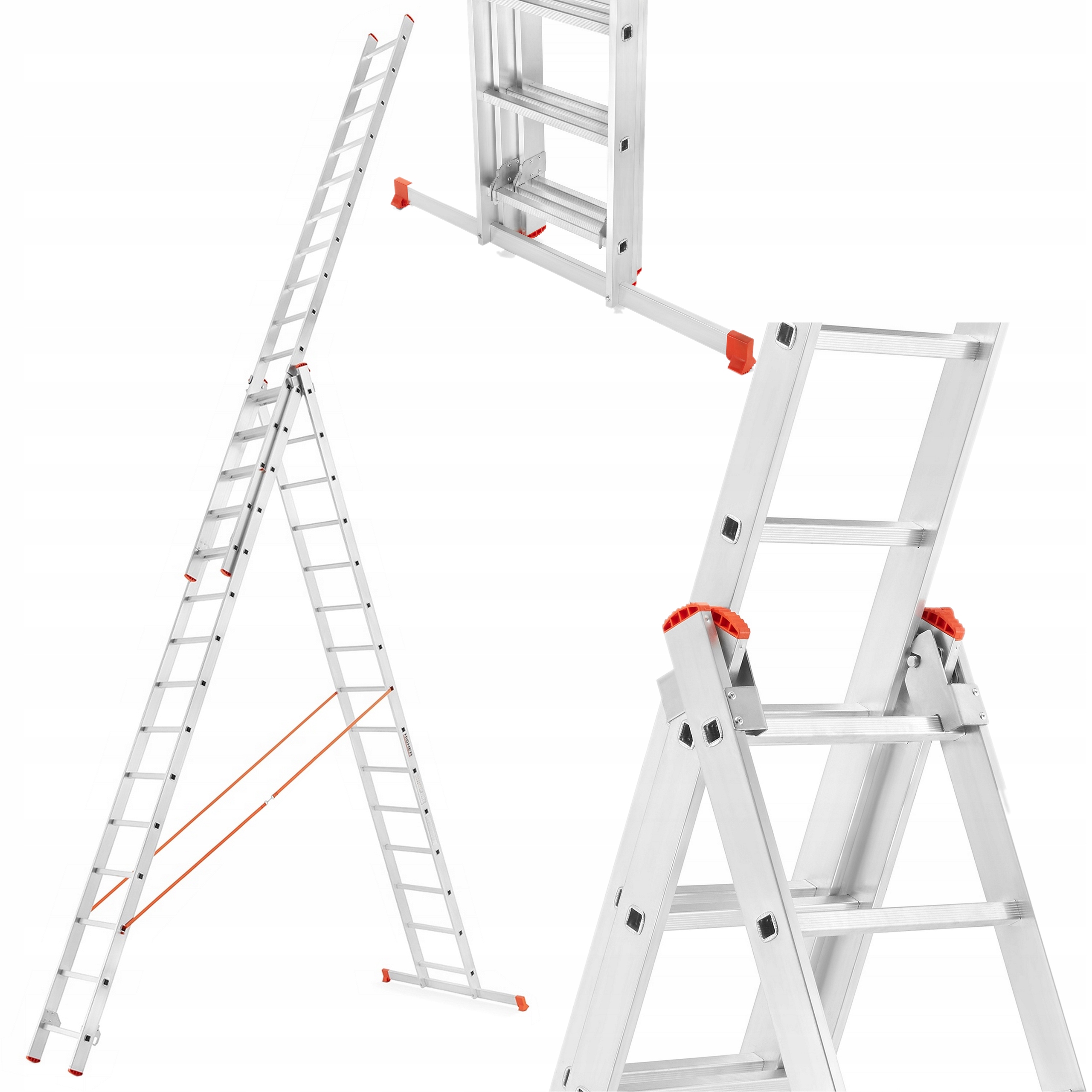 Premium Žebřík multifunkční 3x15 hliníkový 11,54 m 15 Příček hák