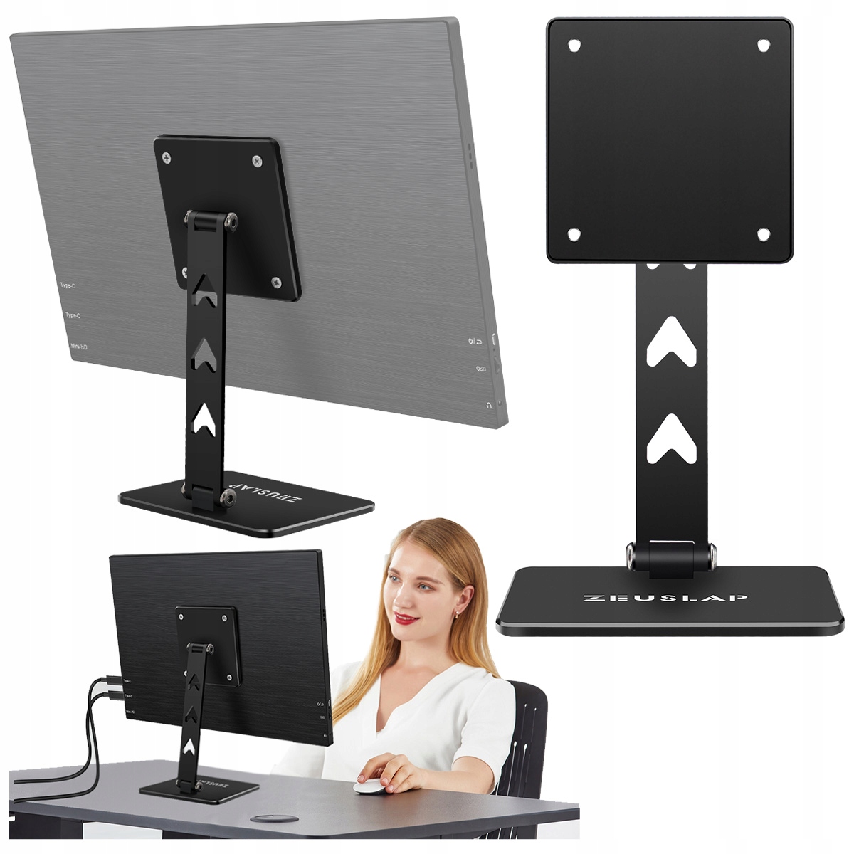 Stojan pro přenosný monitor, stolní, Nastavitelný Držák Vesa Zeuslap S1