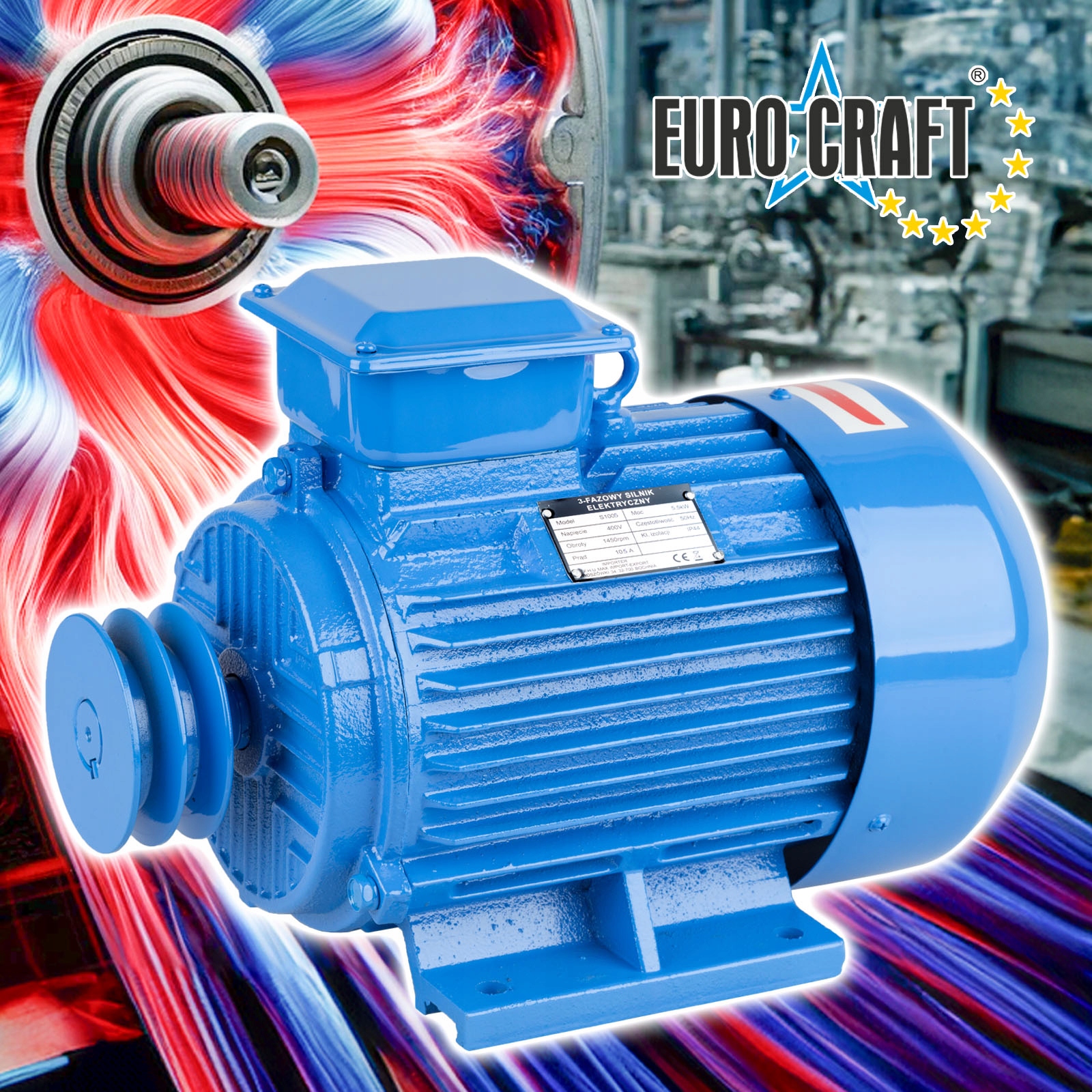 SILNIK ELEKTRYCZNY 3 FAZOWY 5,5KW 1450RPM Marka MAX