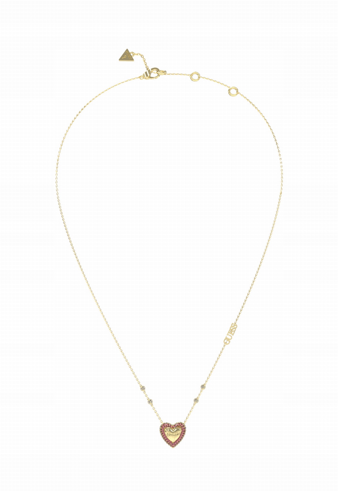 Náhrdelník Guess Srdce ocel pozlacené zirkon s logem