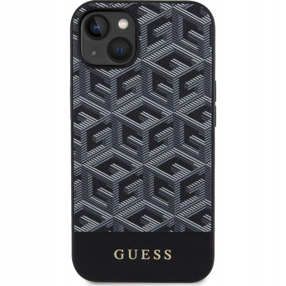 Etui Guess GCube Stripes MagSafe na iPhone 14 czarne Guess