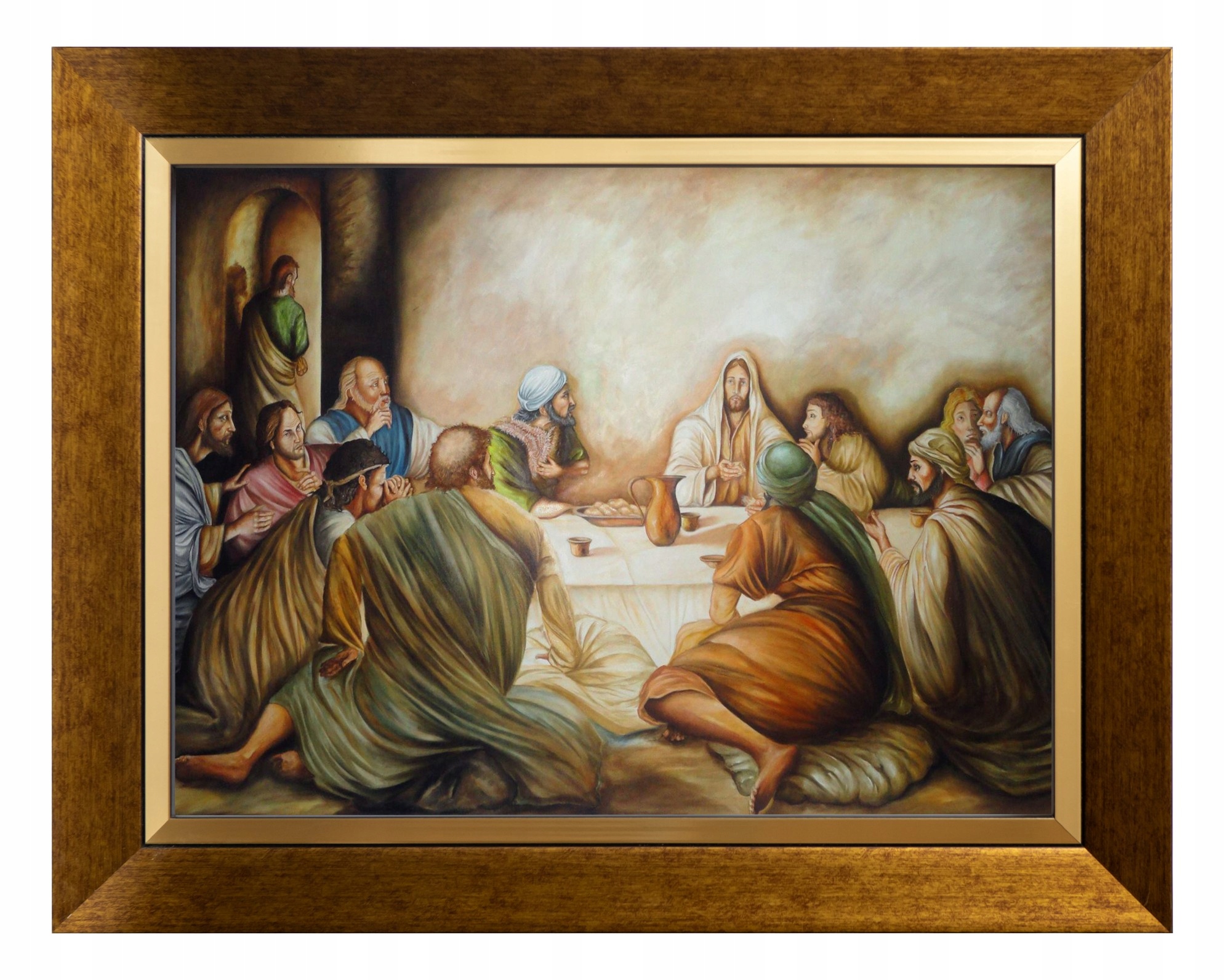 Poslední Večeře Sakrální Obraz Ozdobné Zlaté Plátno 30X40
