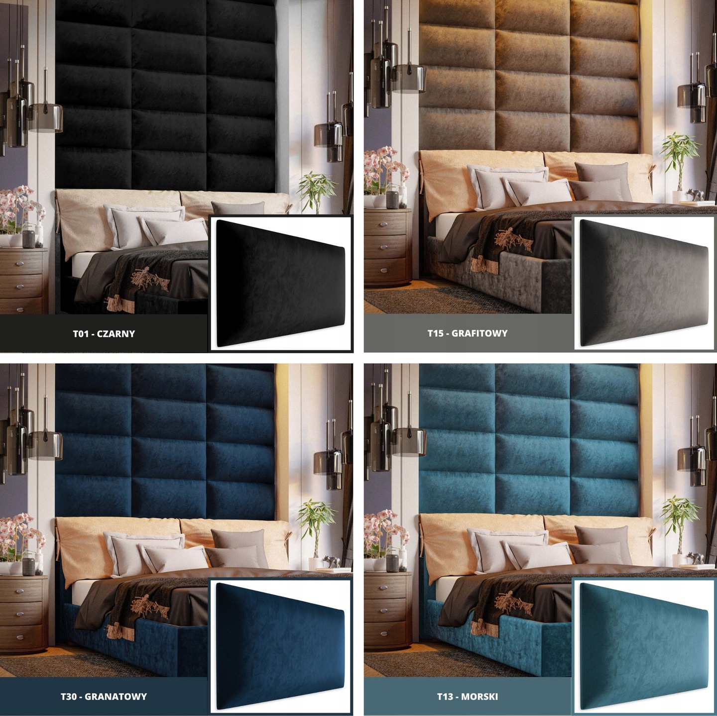 PANELE TAPICEROWANE ŚCIENNE 50x30cm ZAGŁÓWEK WELUR Kolor obicia odcienie beżu