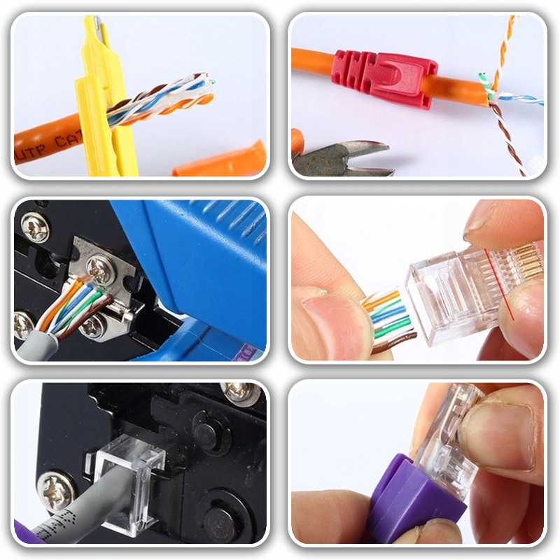 TESTER KABLI SIECIOWYCH WTYK RJ45 ZESTAW NARZĘDZI ŚCIĄGACZ ZACISKARKA LAN3 Producent bez marki