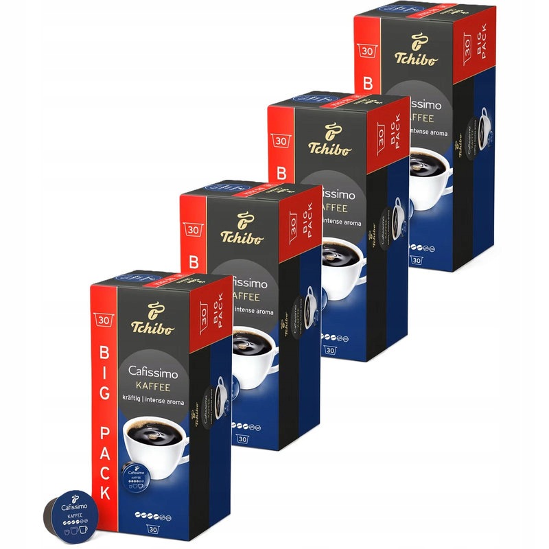 Zestaw 4x Tchibo Kawa Cafissimo Kaffee Kraftig Intense Aroma 30 kapsułek