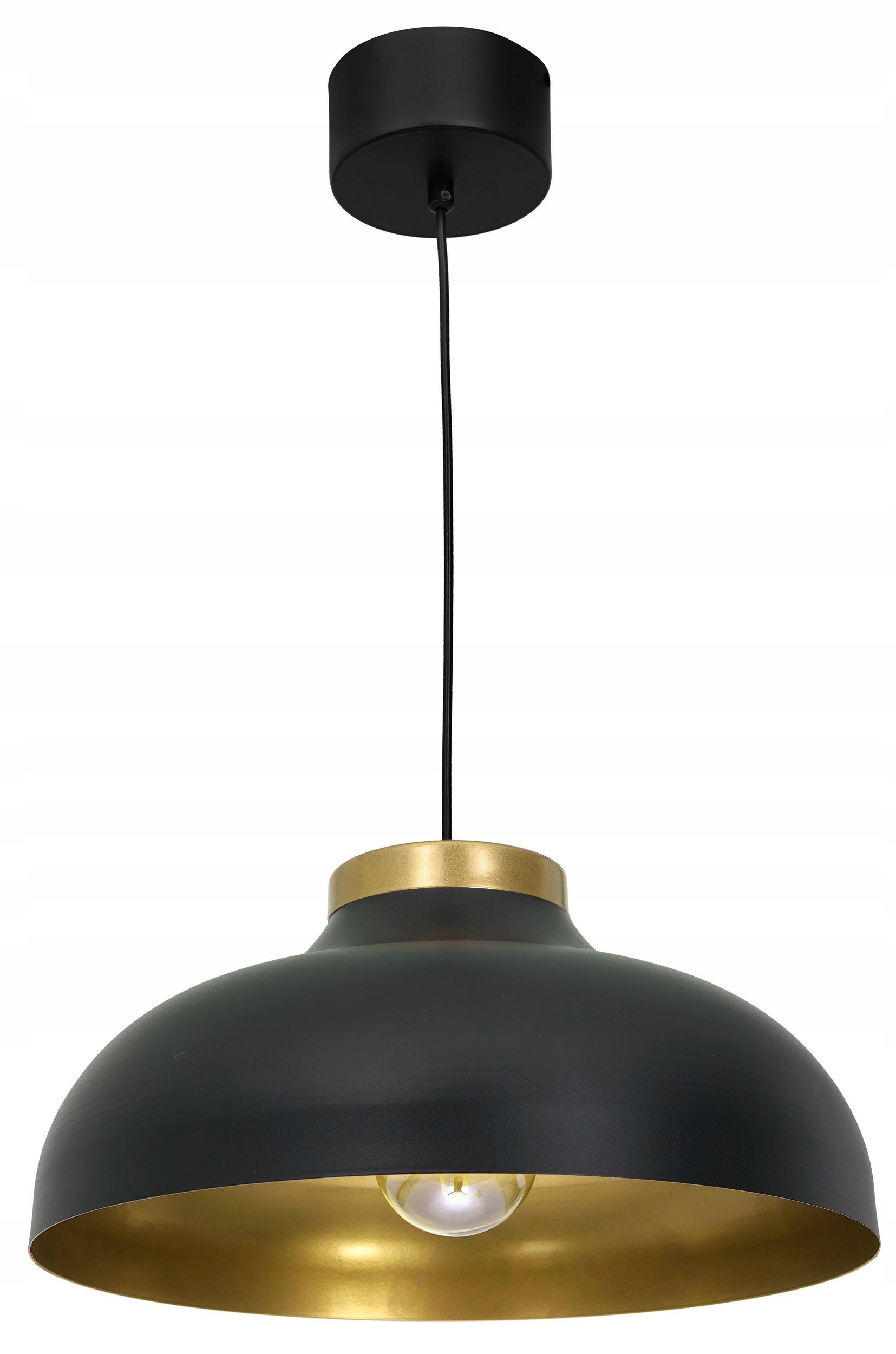 Závesná lampa Basca Čierna Zlatá Kovová Tienidlo 1xE27 40 cm Loft