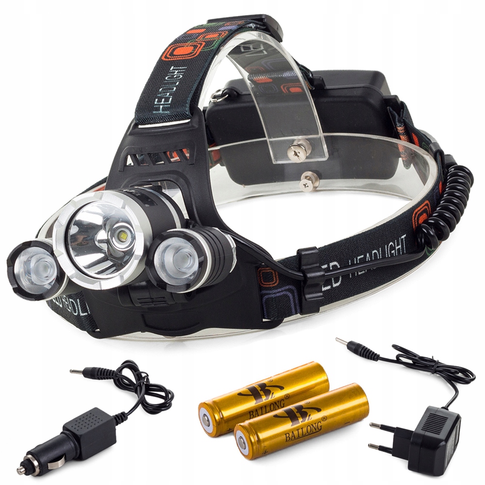 Mocna Latarka Czołowa led cree xm-l t6 2 x xpe.