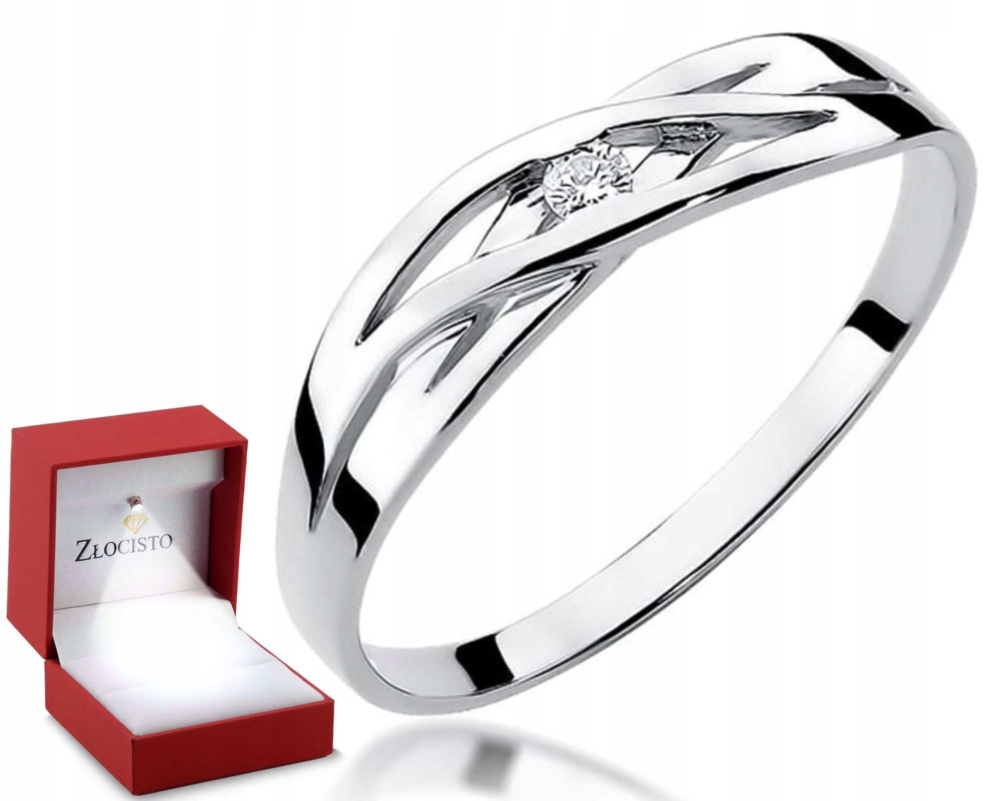 Bílé Zlato Zlatý Prstýnek Diamant Gravírování Bonus 585 Dárek