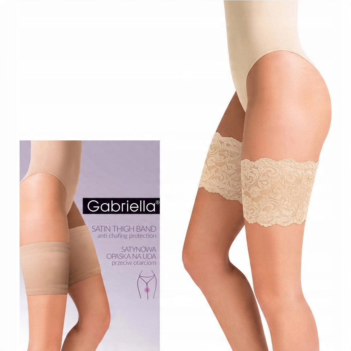 

Koronkowa opaska na uda Plus Size ecri 3/4 Jakość