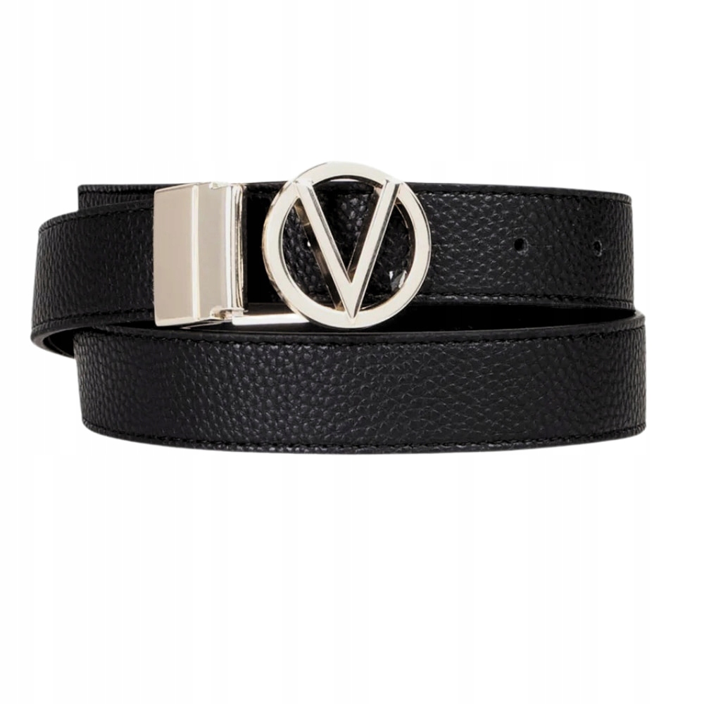 Valentino Černý pásek Roof Plaque Buckle Belt Xs