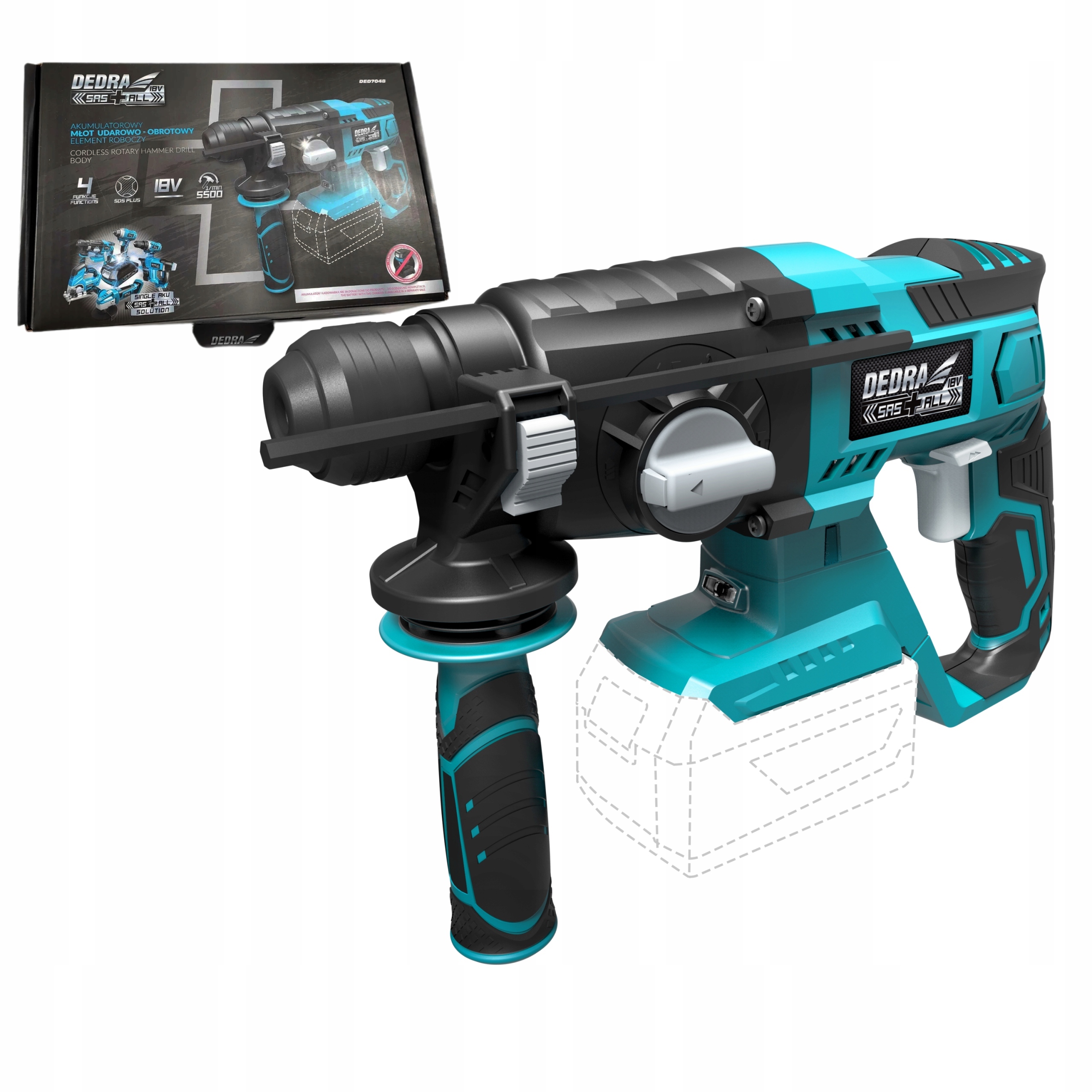DEDRA MŁOTOWIERTARKA UDAROWA AKUMULATOROWA MŁOT 18V 1,8J SAS+ALL DED7048