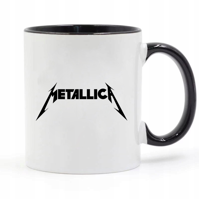 

Kubek biały z czarnym uchem Metalica 01