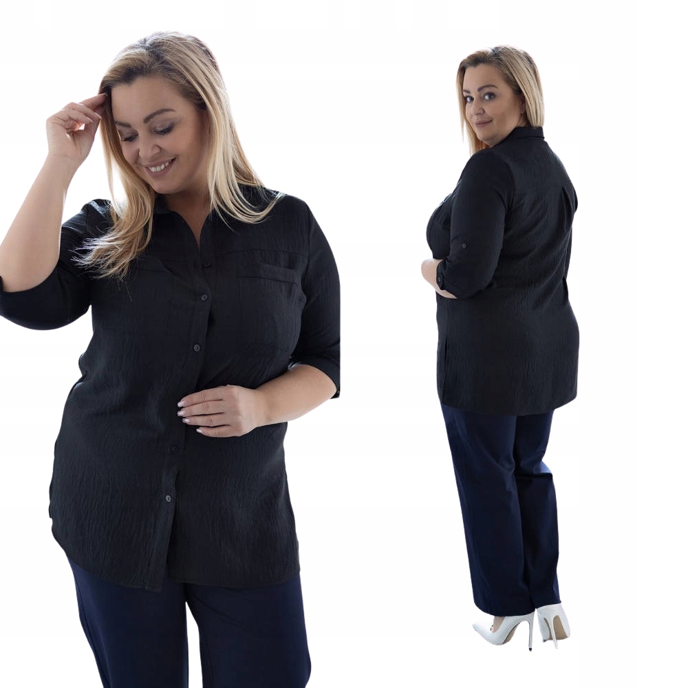 Elegantní košile Sandra v safari stylu, barva černá, velikost 56