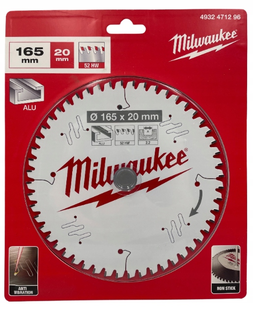 Tarcza pilarska do aluminium 165 x 20 mm, 52 zęby Milwaukee 4932471296