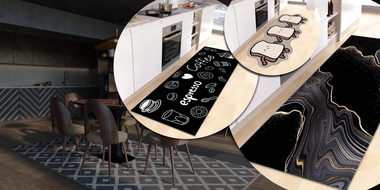 CHODNIK DO KUCHNI ANTYPOŚLIZGOWY WZÓR 3D RÓŻE 50x160 Szerokość produktu 50 cm