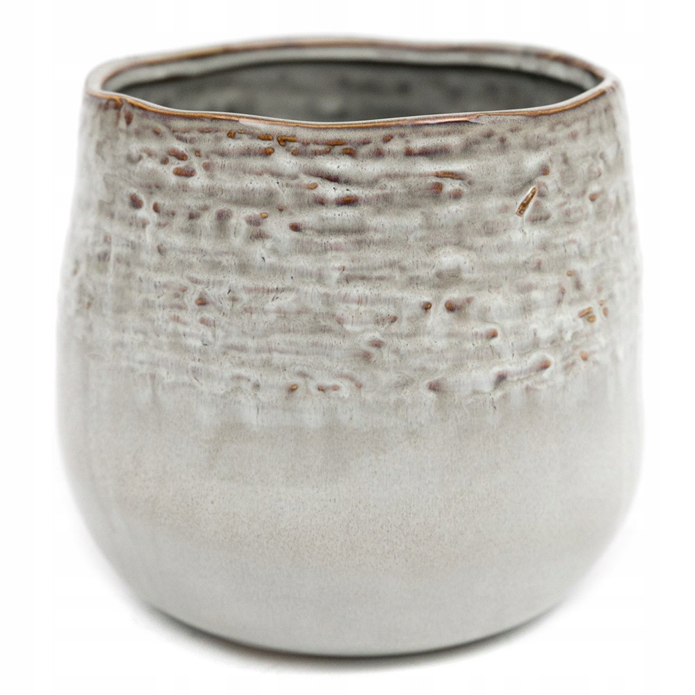 

Doniczka Ceramiczna Szara Brązowa 14x14cm Zdobiona