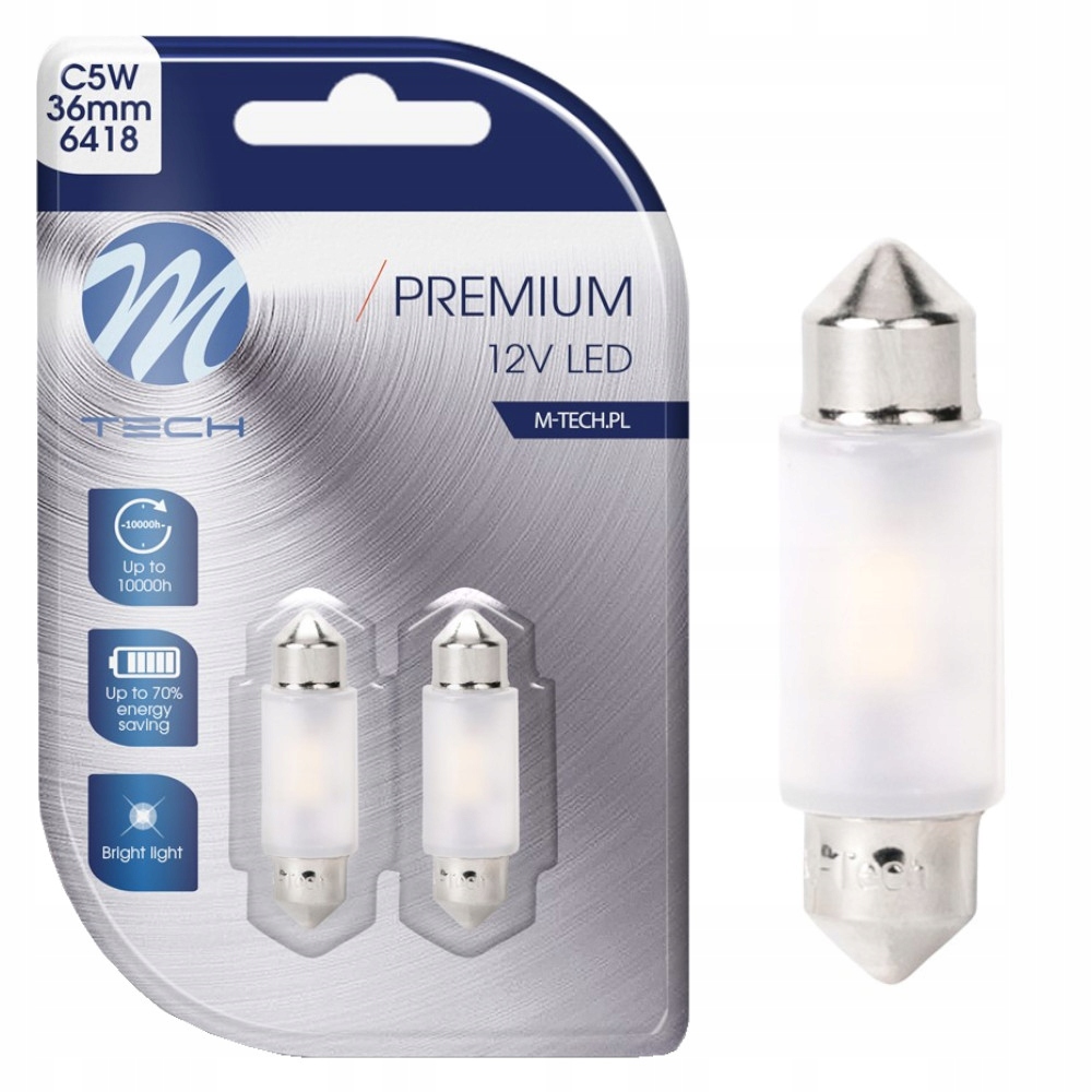 Żarówka C5W C10W Led Retrofit Mleczna Biała Canbus 36mm