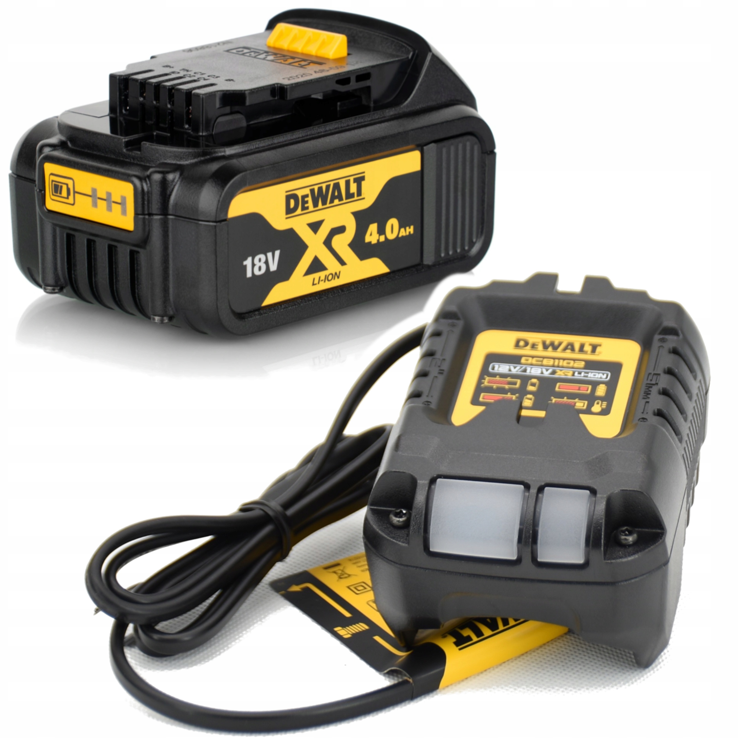 Dewalt Zestaw Zasilający DCB1102 Ładowarka 18V Akumulator DCB182 18V 4Ah