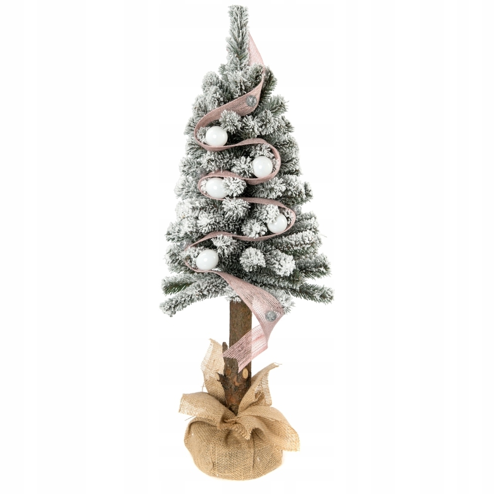 Umělý Vánoční Stromeček Zdobený Na Kmeni S Ozdobami Zasněžený 50 cm