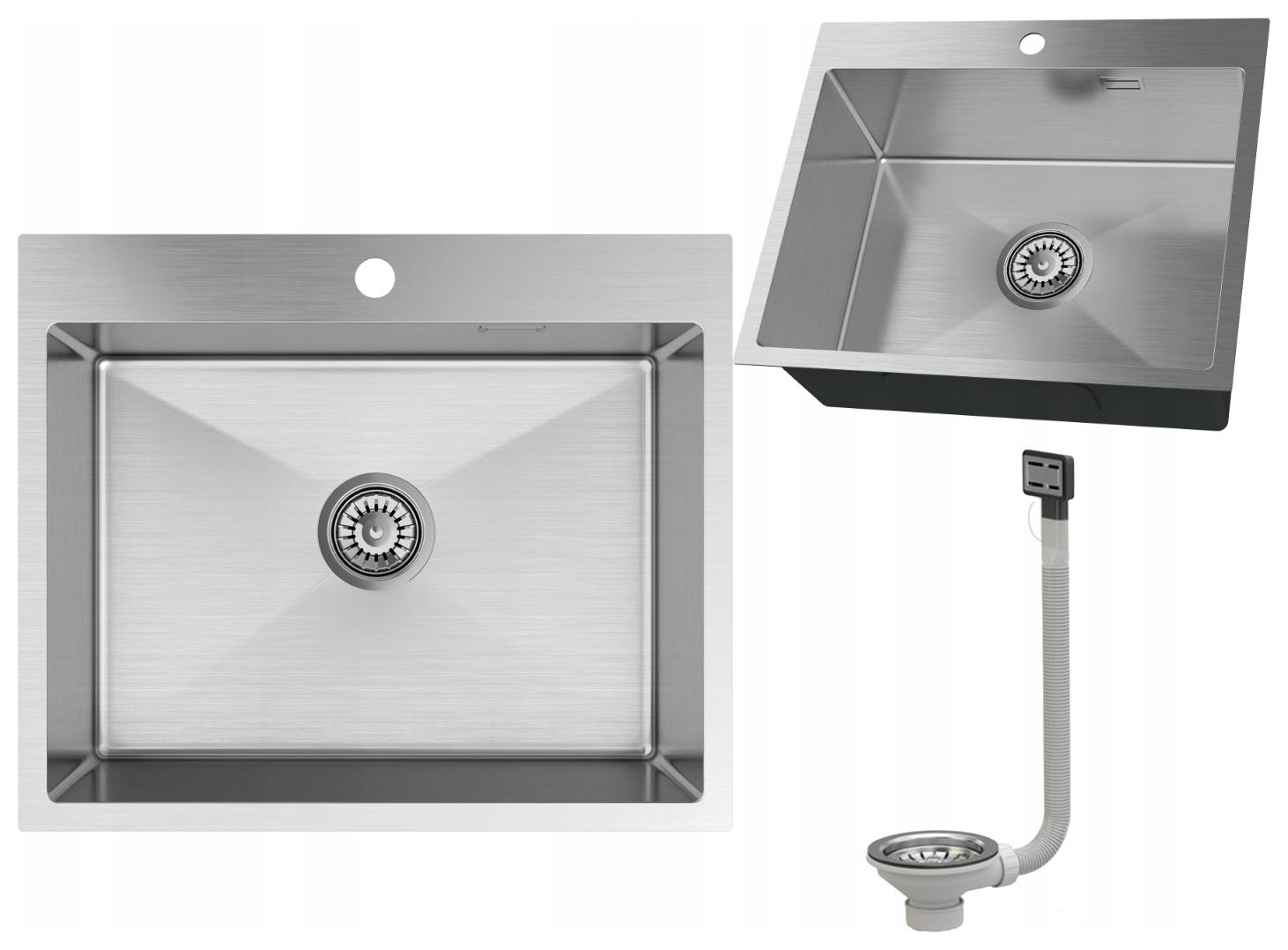 Ocelový Dřez Jednokomorový Chromový Kuchyňský Stříbrný Sifon SILVO60