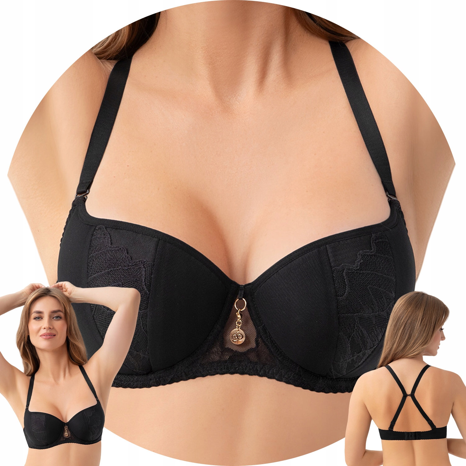 Gorsenia K962 Erato černá krajka Vyztužená podprsenka 95C Balkonetka