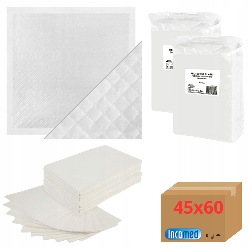 Podkłady do PRZEWIJANIA JEDNORAZOWE mocne HIGIENICZNE 45x60 cm 60 szt.