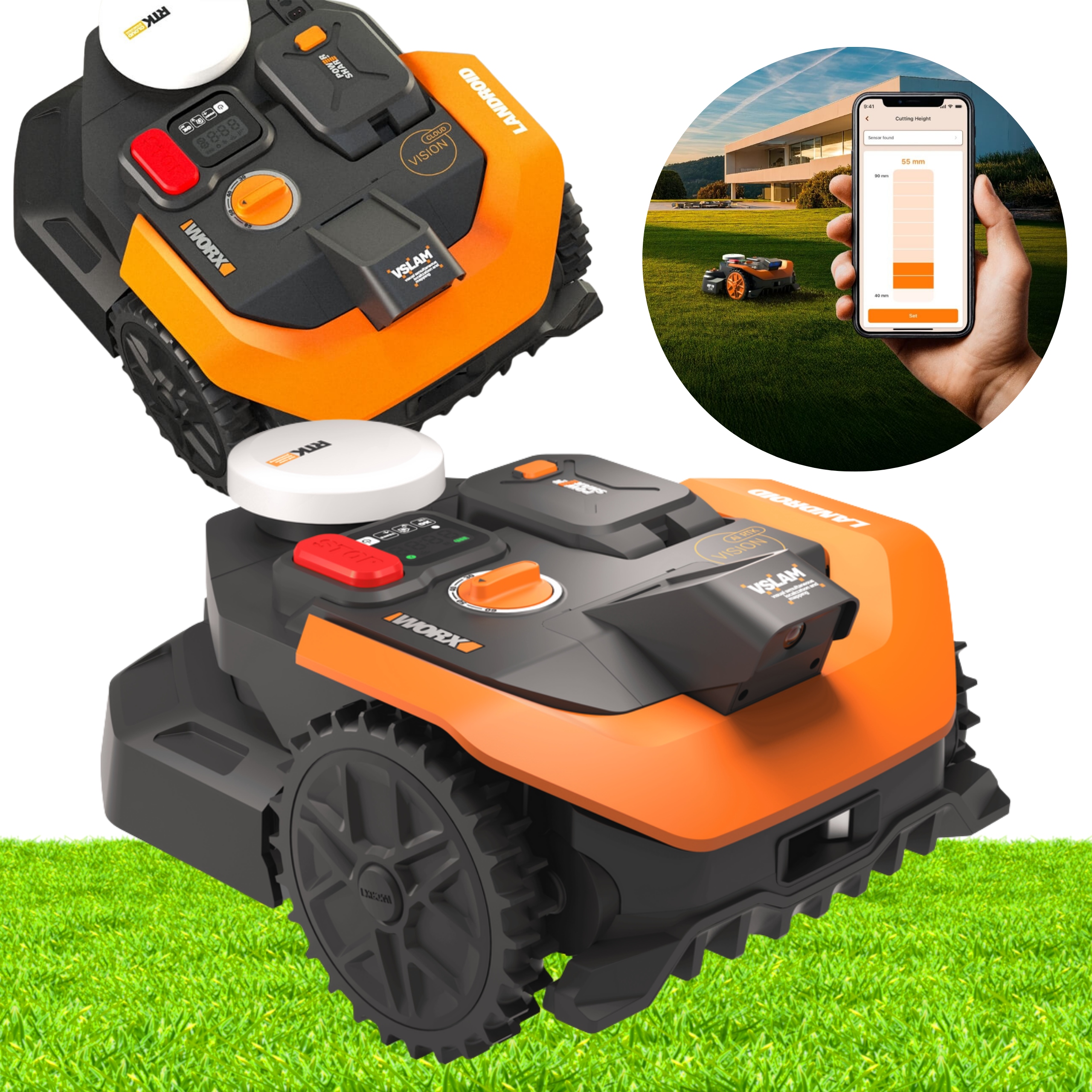Robot Koszący Landroid 300 m² Vision Cloud Ai Rtk V-slam Worx WR303E