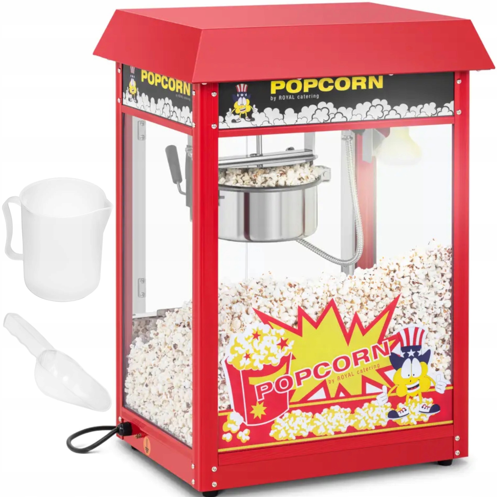Stroj Na Pražení Popcornu Retro Teflon 1600W 5-6 Kg/h, Červené Zařízení