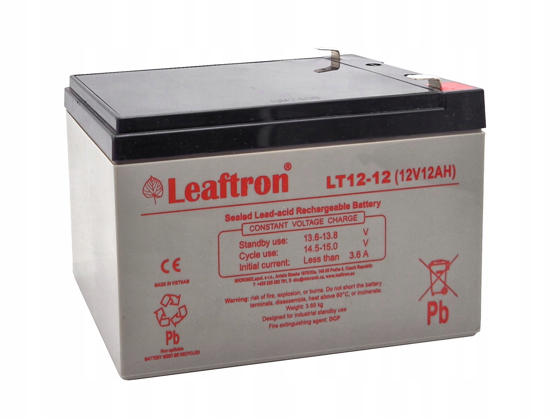 Akumulator Leaftron Agm Vrla 12V 12Ah Bezobsługowy