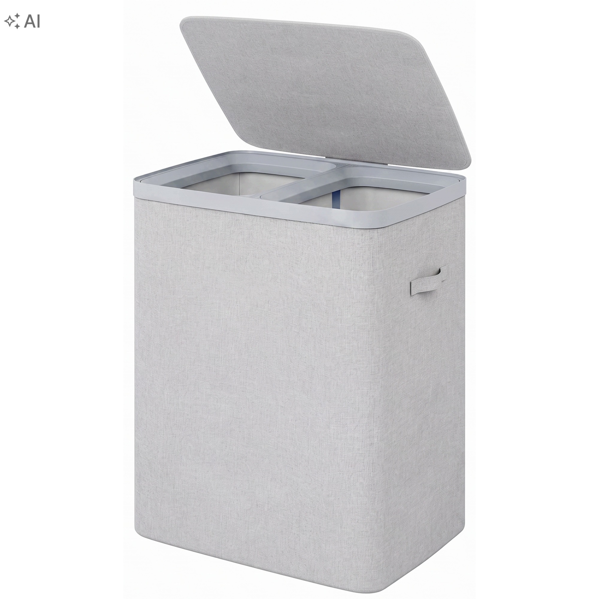 4CONVY koš na prádlo Slimbin s úzkým víkem, prostorný, 2 přihrádky, 2x50 l