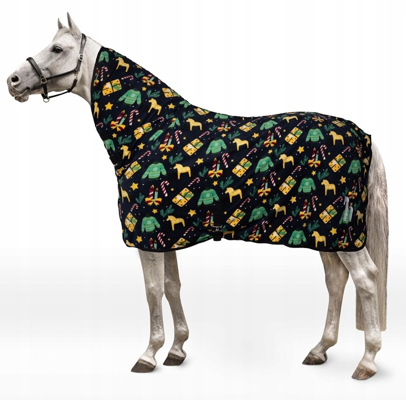 Derka polarowa z wysoką szyją dla konia Horze Christmas 155cm