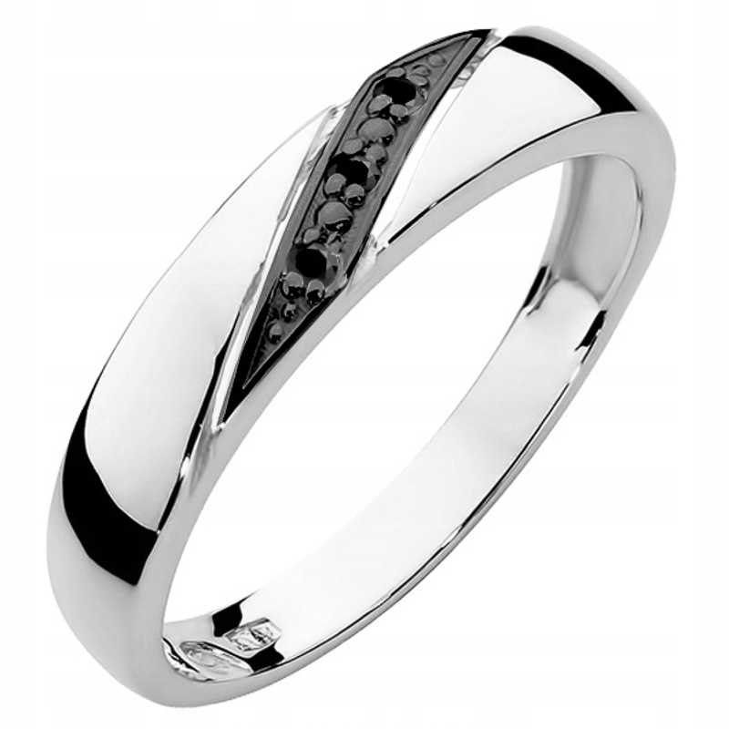 Zlatý Prstýnek Prsten pr. 585 s černými brilianty 0,02 ct 14k