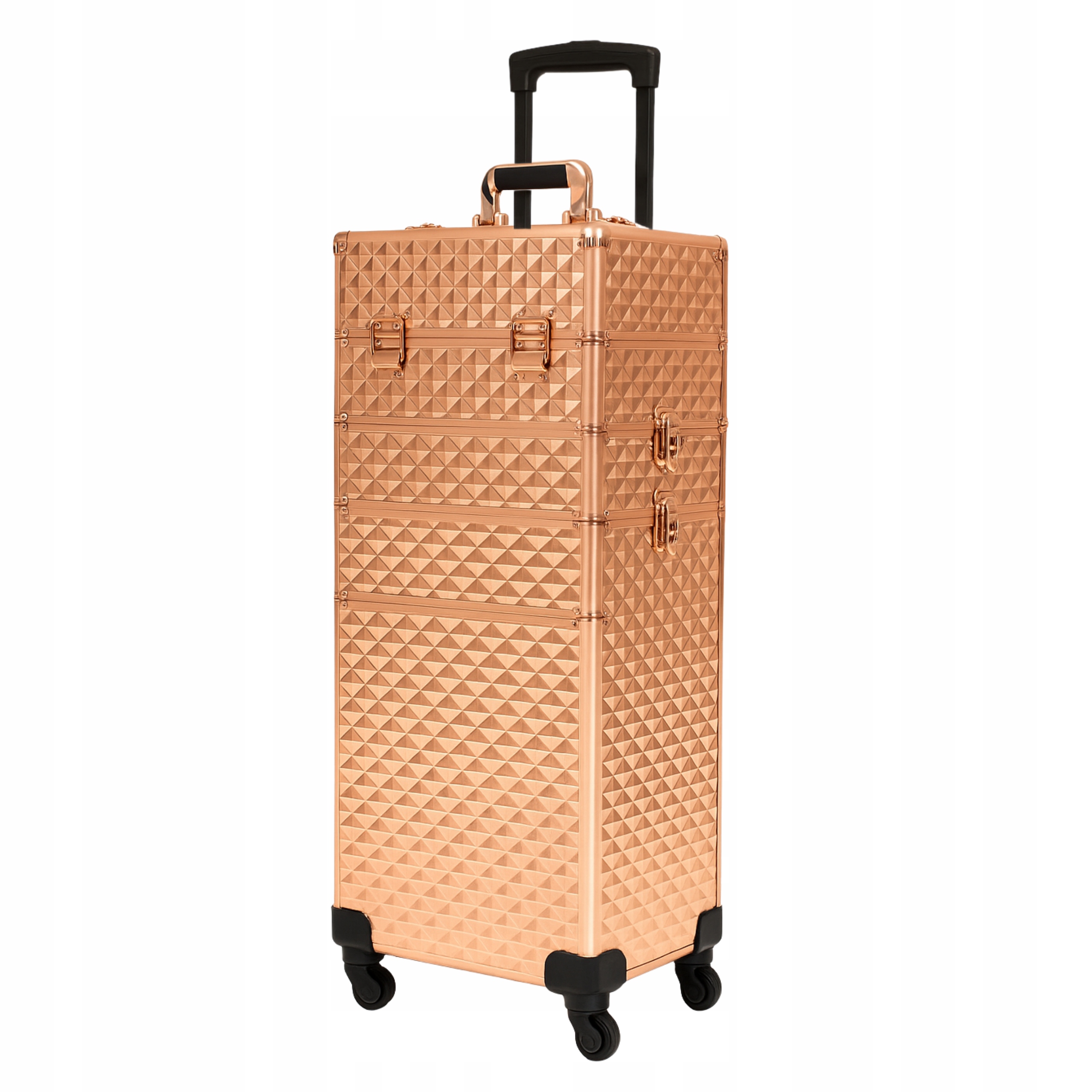 Kosmetický Kufřík XXL Na Kolečkách Kosmetika Trolley Rose Gold Zlatý 96 CM XXL