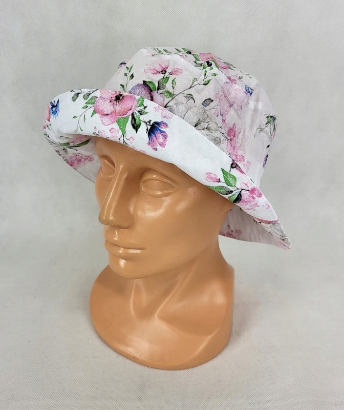 588 KAPELUSZ letni BIAŁY wzór 100% BAWEŁNA L Rozmiar (obwód głowy w cm) 56