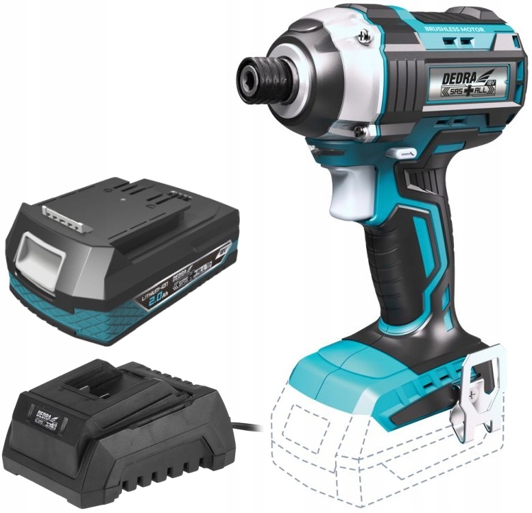 BEZSZCZOTKOWA ZAKRĘTARKA UDAROWA 18V DEDRA + 2Ah