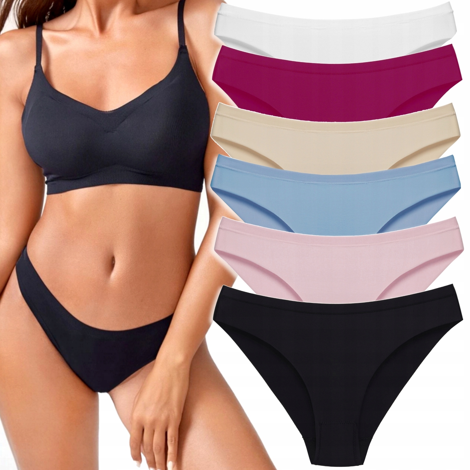 

6X Majtki Figi Damskie Niewidoczne Bezszwowe #M/L