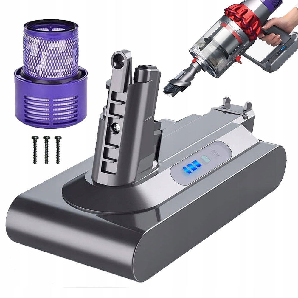 Univerzální výkonná baterie Akumulátor pro Dyson V10 6000 mAh Filtr