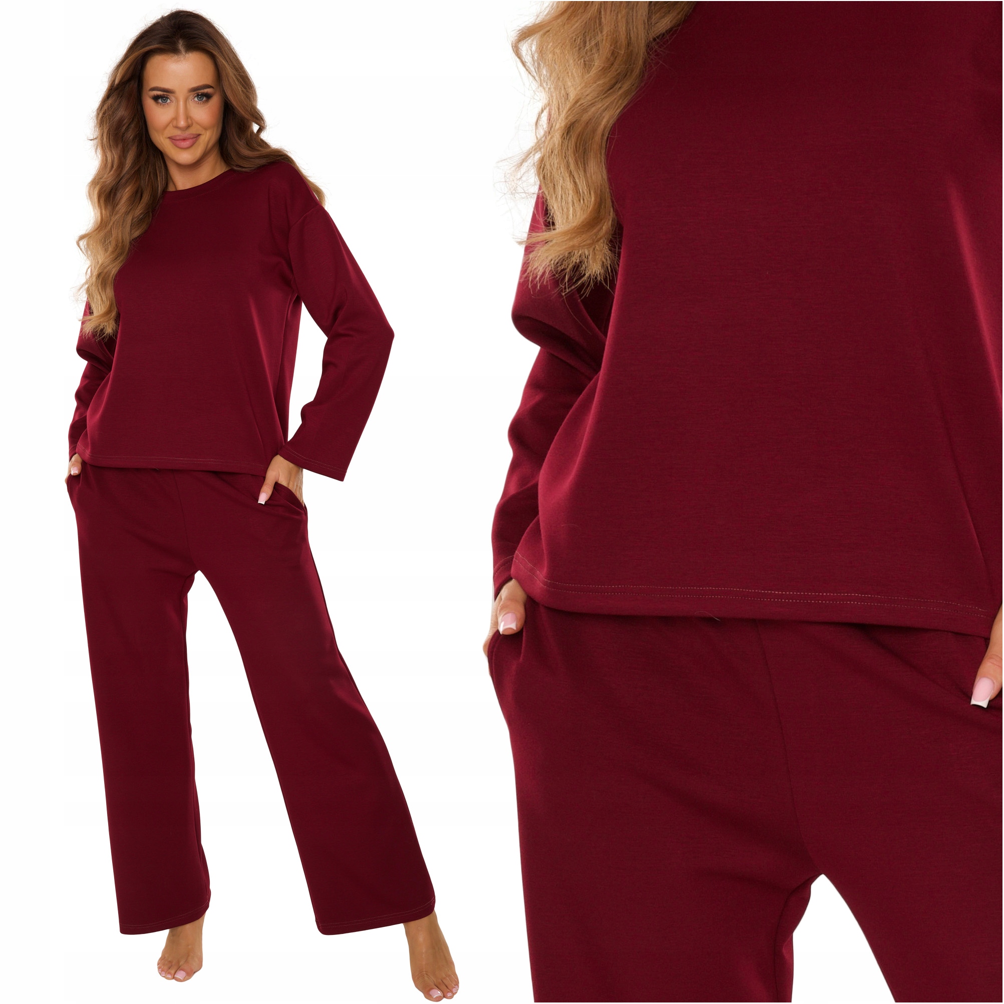 Dres damski komplet dresowy masełko De Lafense Butter 886 bordowy M