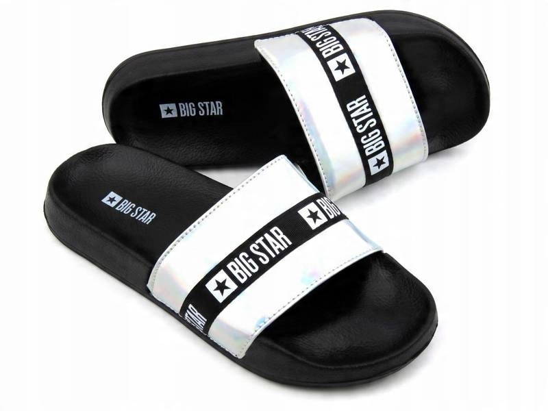 

Klapki Damskie Big Star GG274A005 Srebrne Holo