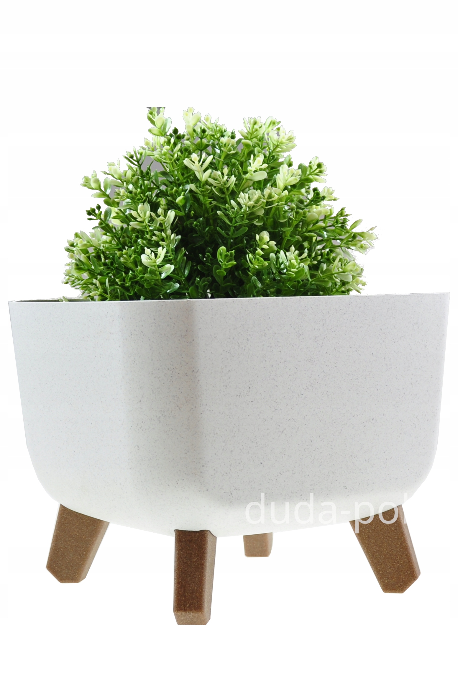 

Doniczka Donica Na Nóżkach Biała Beż Wkład kwadrat