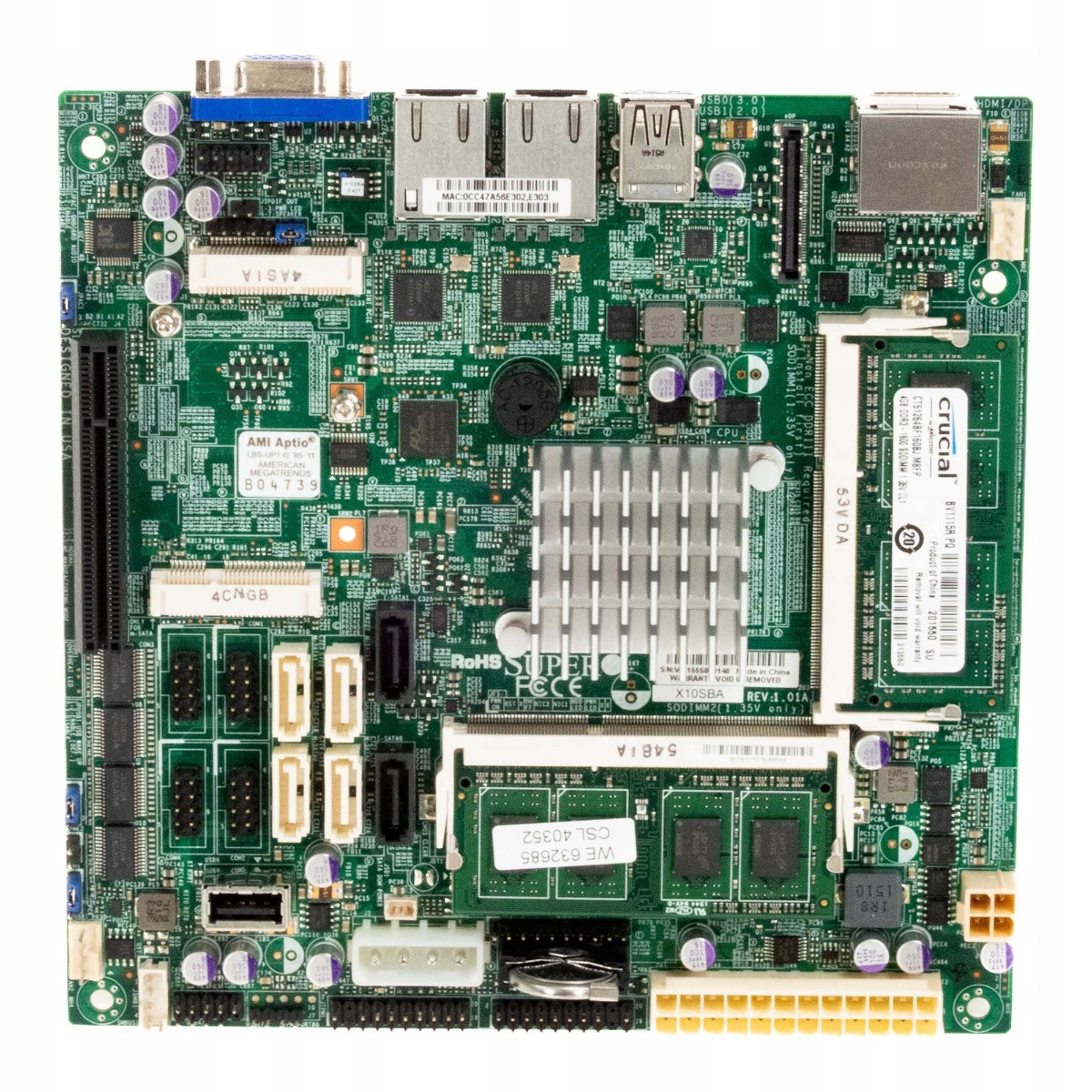 Supermicro X10SBA Intel Celeron J1900 DDR3 Mini-ITX 2x 4GB DDR3 Ram