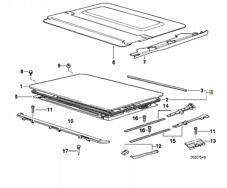 BMW uszczelka szyberdachu E36 Part number 54128165954