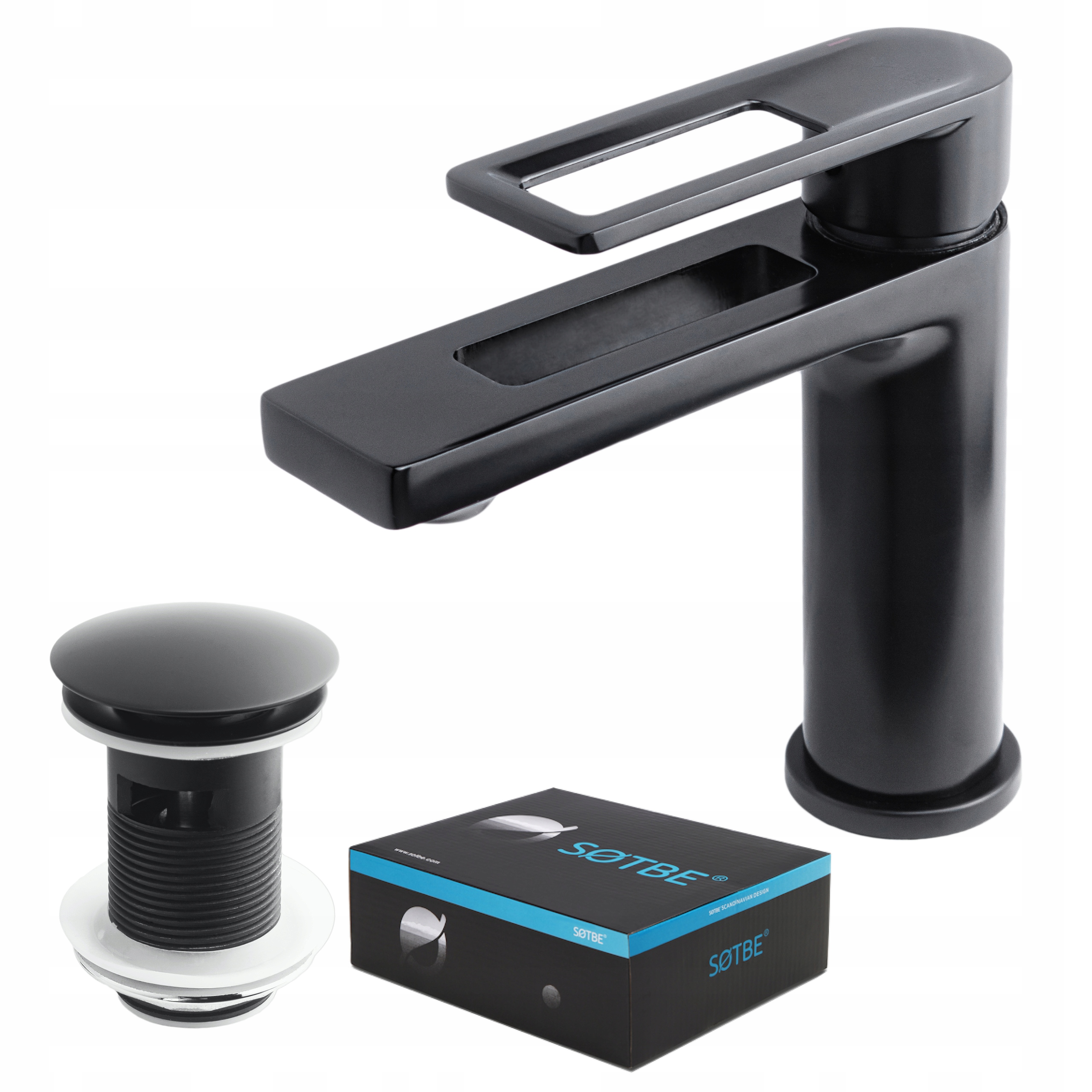 Stojanková umývadlová batéria Čierna zátka do umývadla sada Black Sotbe
