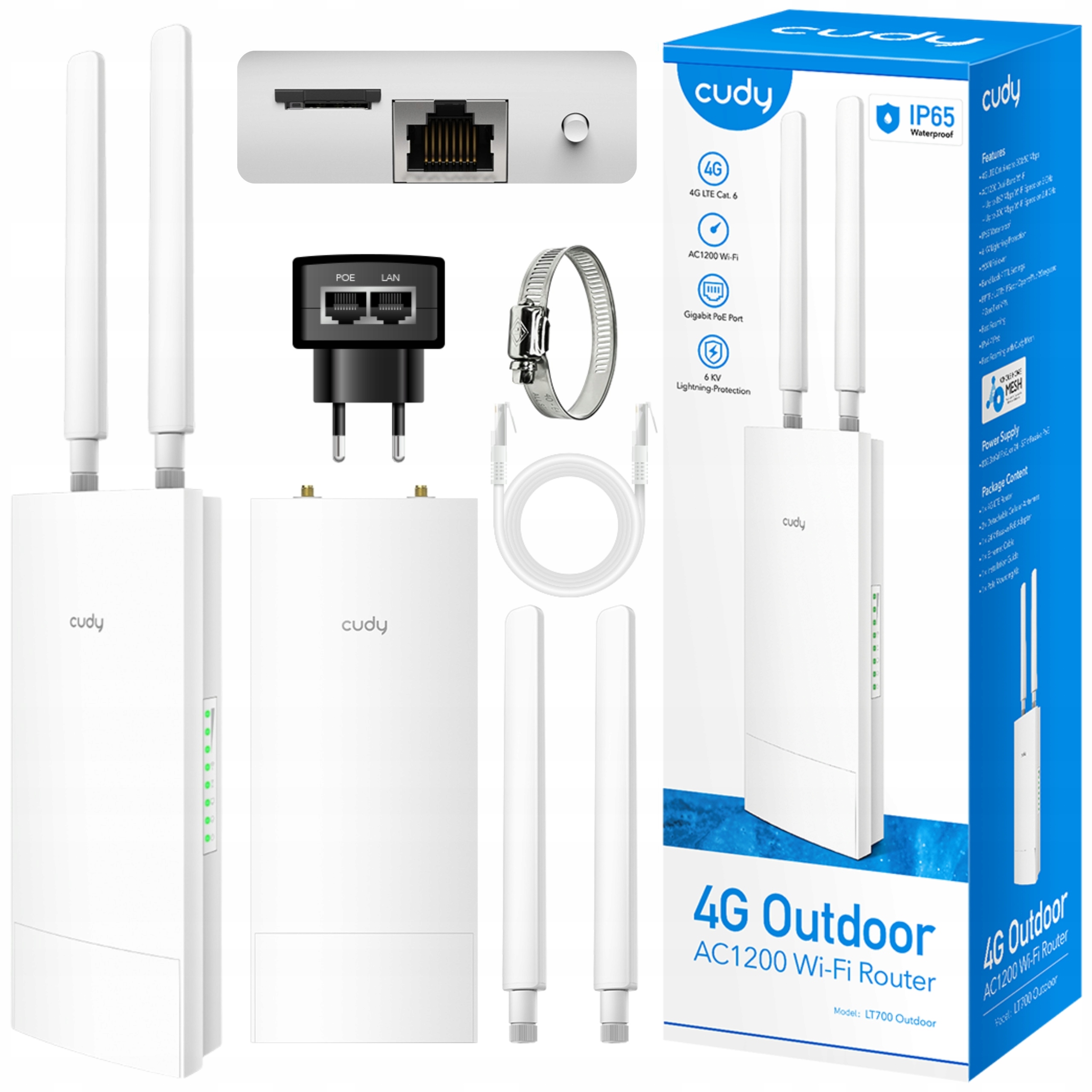Externý Wifi router 5 4G Cudy LT700 Outdoor 5GHz 1200Mb/s PoE Vpn IP65