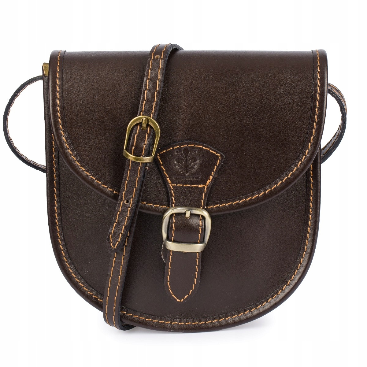 Tmavě hnědá Beltimore dámská kožená malá kabelka Přes Rameno podkova