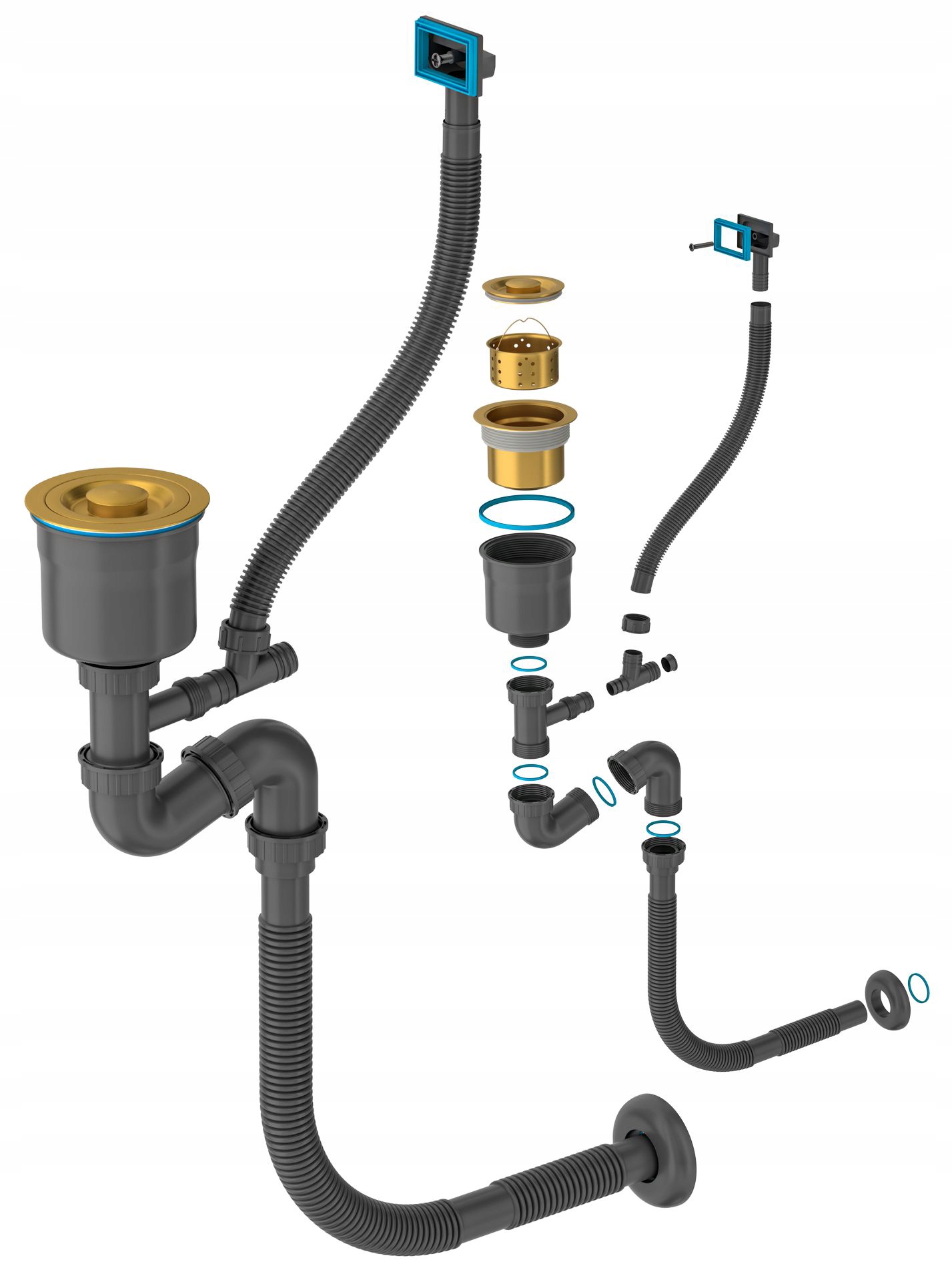 Zlatý Manuálny Sifón Do Oceľového Dreva 1 komora