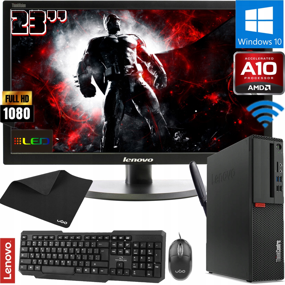 Lenovo M725s 3.8GHz 8 DDR4 500GB + Monitor LED 23