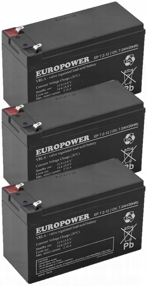 TBC3 Baterie Zestaw Akumulatorów Do Ups Apc Eaton Powerwalker 3x Ep 7,2-12