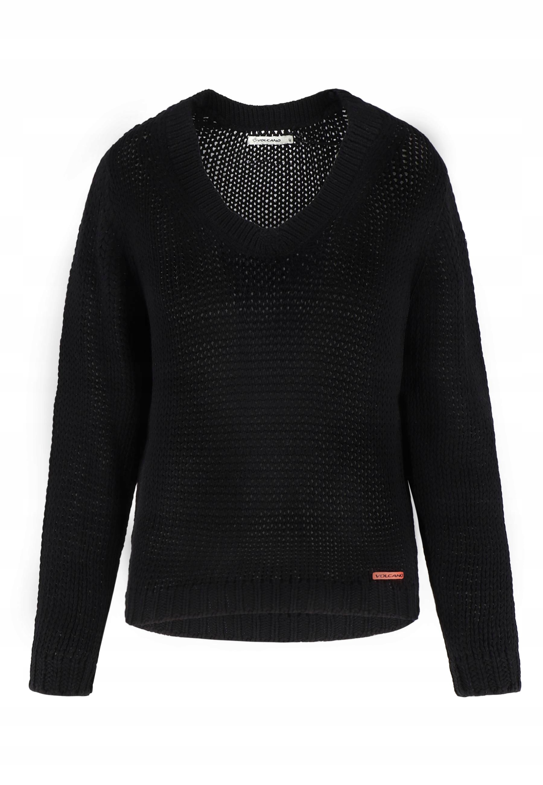 BAWEŁNIANY DAMSKI SWETER CZARNY VOLCANO S-GEA M Materiał dominujący bawełna