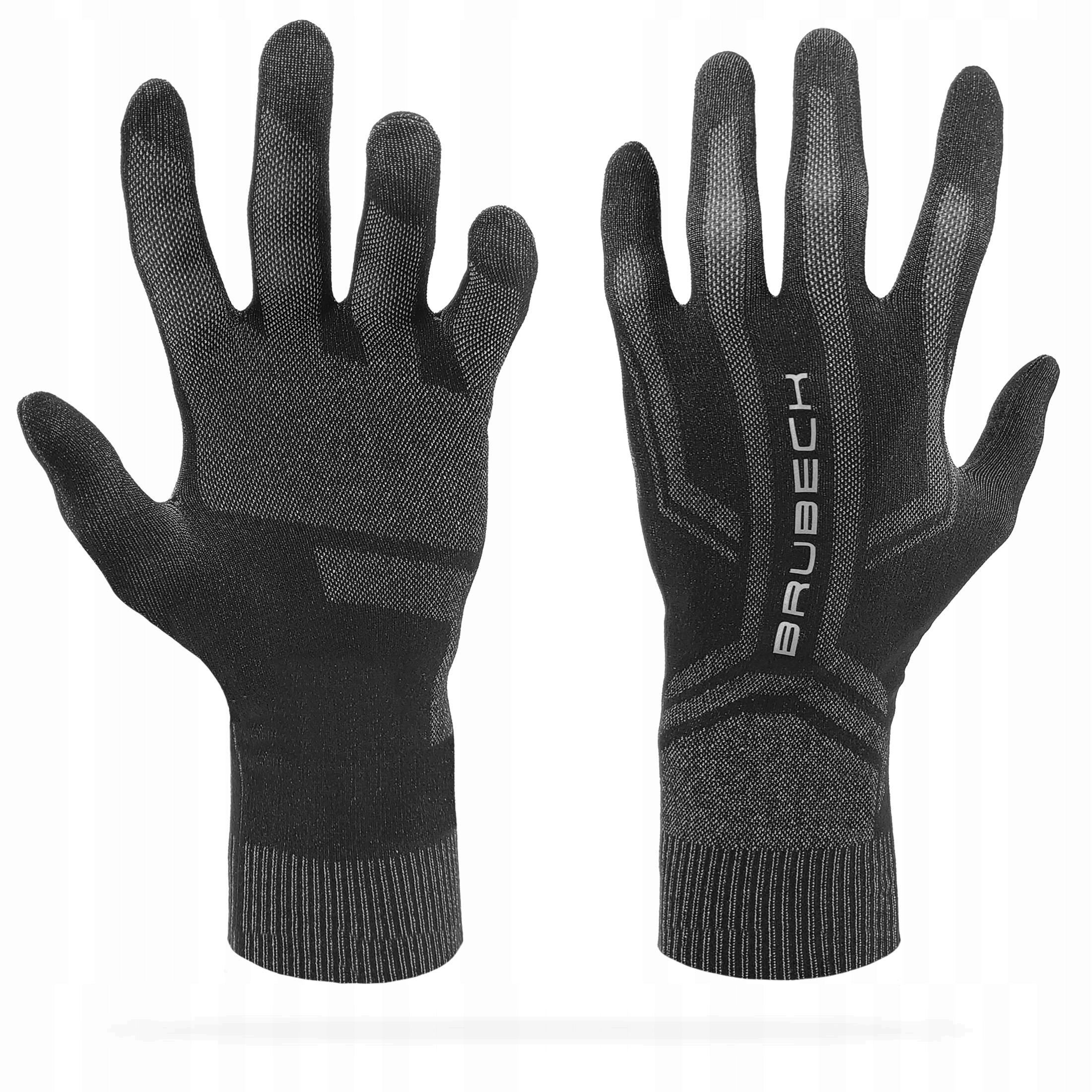 Czarne treningowe rękawiczki termoaktywne do biegania na rower BRUBECK XXL Rozmiar XXL